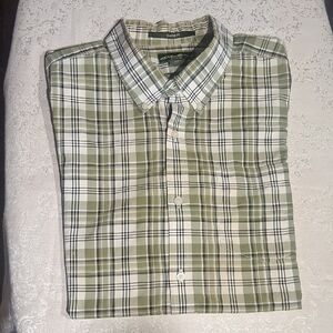 Eddie Bauer Cotton Plaid Short Sleeve Shirt XL-  Not Just For Dorks